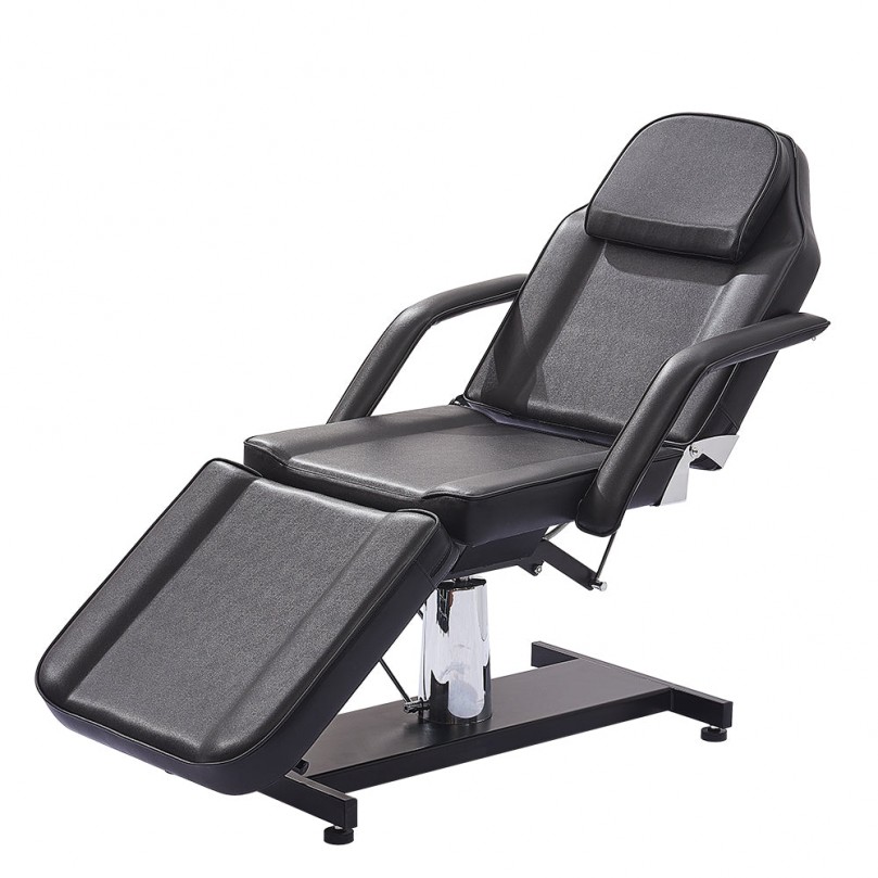 Massage Bed Black, Qivange Hydraulic Massage Table Beauty Salon Chair  Therapy Tattoo Couch with Chrome Stable Base