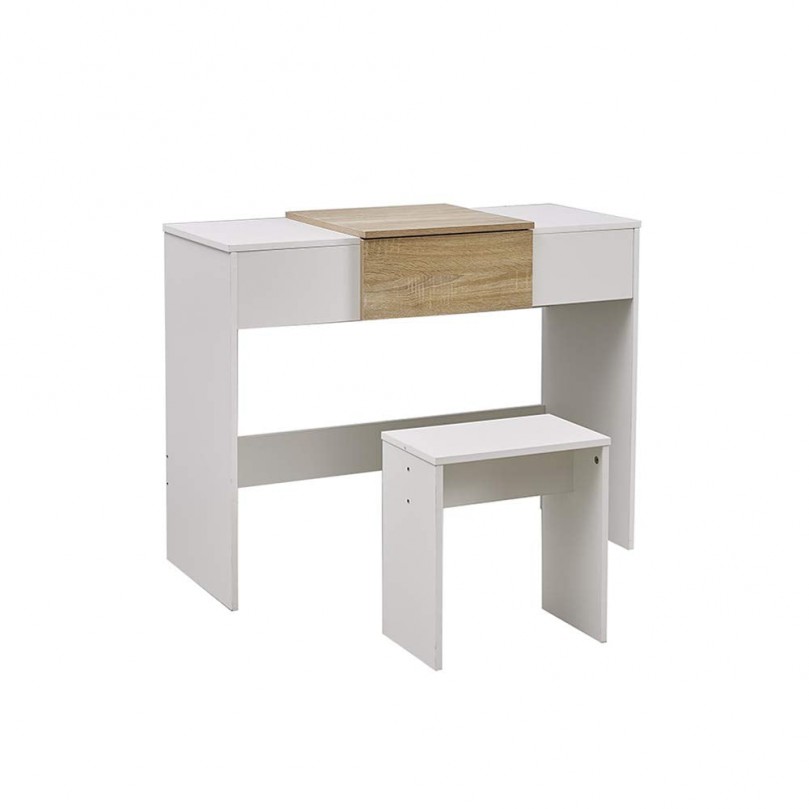 Modern Dressing Table Set with Flip-up Mirror Wood Makeup Table Vanity Console Dresser with Stool Bedroom Furniture Girls Gift Modern Dressing Table Set with Flip-up Mirror Wood Makeup Table Vanity Console Dresser with Stool Bedroom Furniture Girls Gift