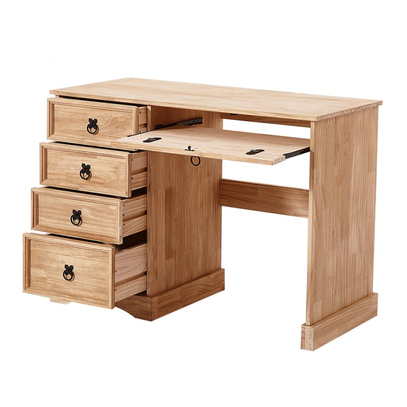 Orgapure Pine Computer Desk with Four Drawers