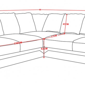 4 Seater Black Linen Fabric L Shaped Corner Sofa