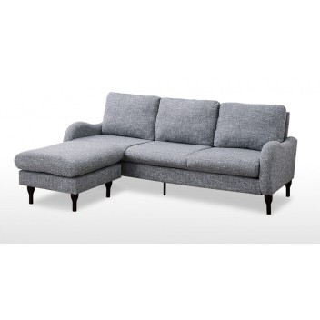 3 Seater Grey Linen Fabric Corner Sofa with Chaise