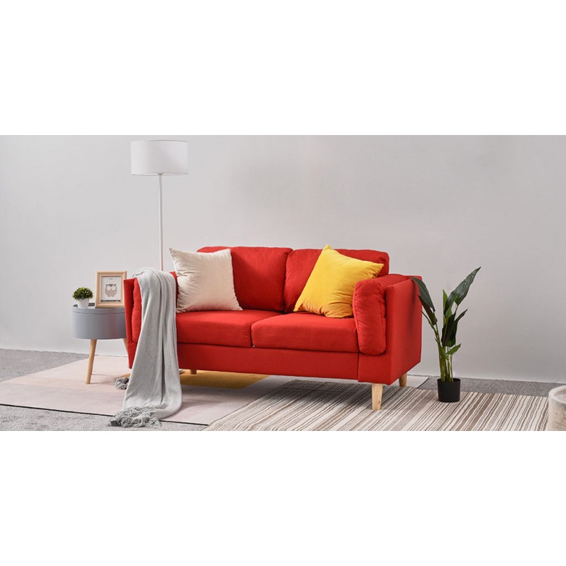 Red 2 Seater Fabric Sofa Settee