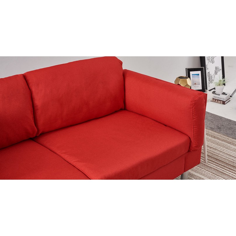 Grey 3 Seater Fabric Sofa with Electroplated Feet Grey 3 Seater Fabric Sofa with Electroplated Feet