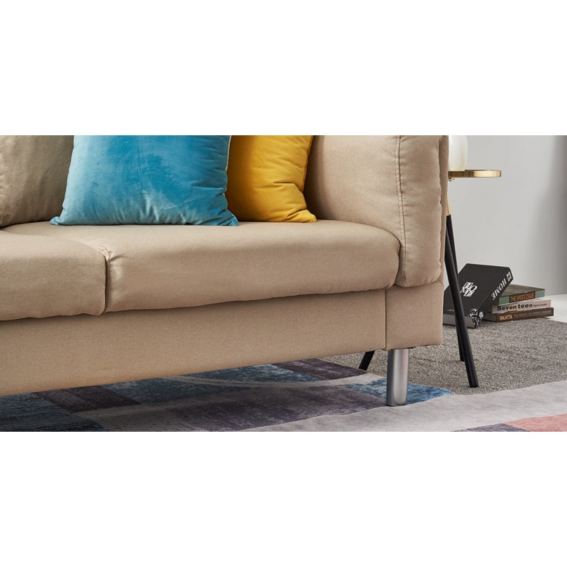 Grey 3 Seater Fabric Sofa with Electroplated Feet Grey 3 Seater Fabric Sofa with Electroplated Feet