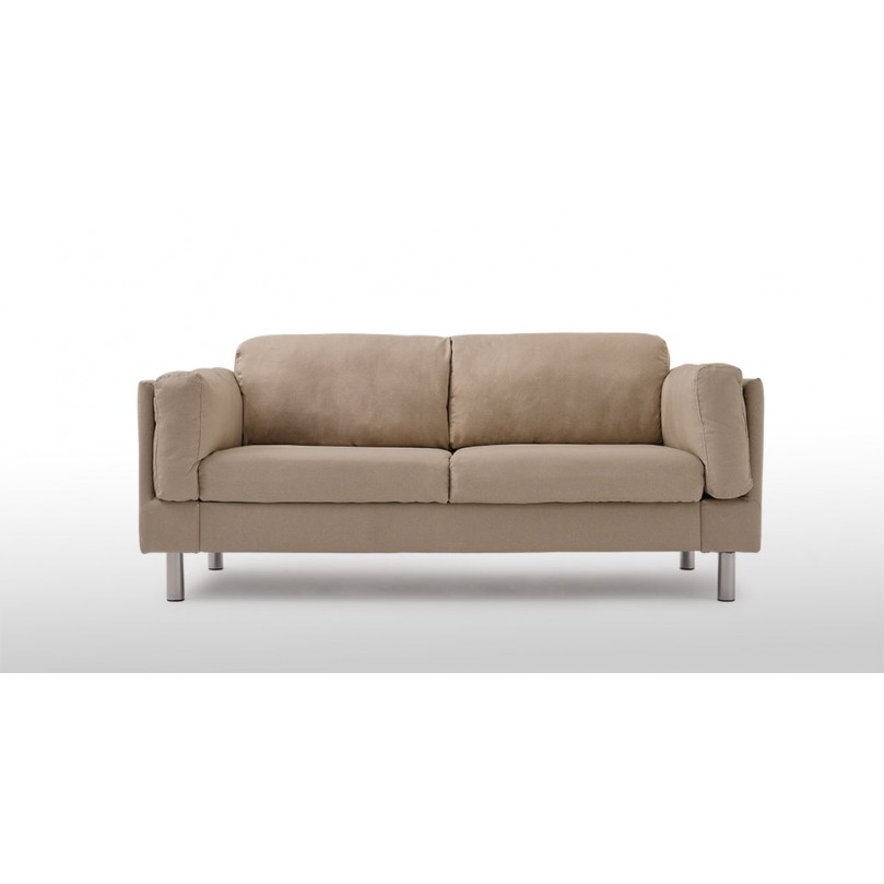 Grey 3 Seater Fabric Sofa with Electroplated Feet