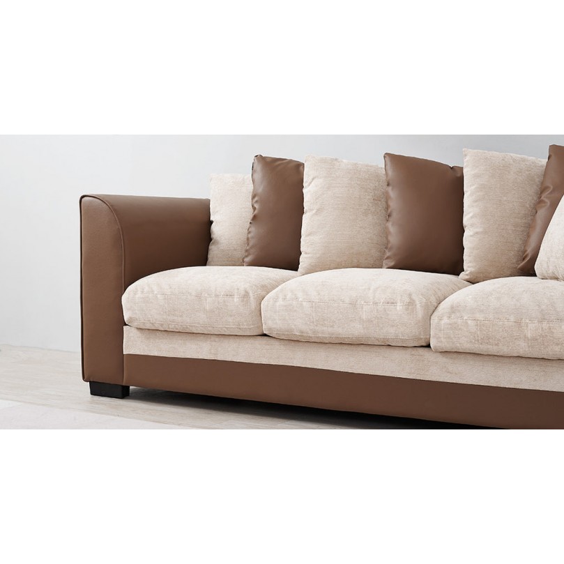 3 Seater Leather and Fabric Sofa 