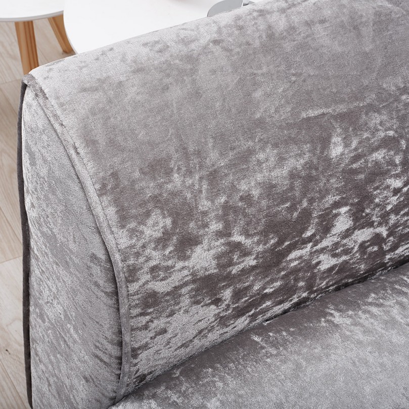 Silver 2 Seater  Crushed Velvet Corner Sofa Bed