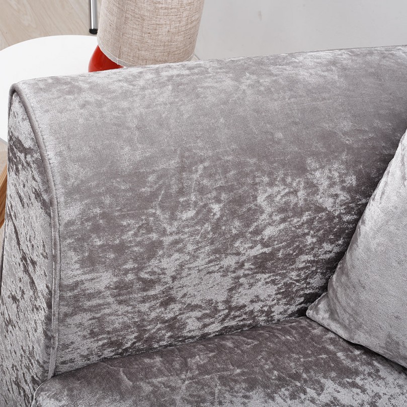 Silver 2 Seater  Crushed Velvet Corner Sofa Bed