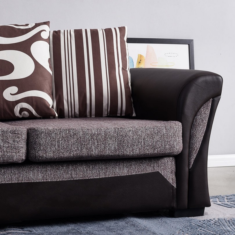 4 Seater Black Linen Fabric L Shaped Corner Sofa - Custom Alt by Opencart SEO Pack PRO