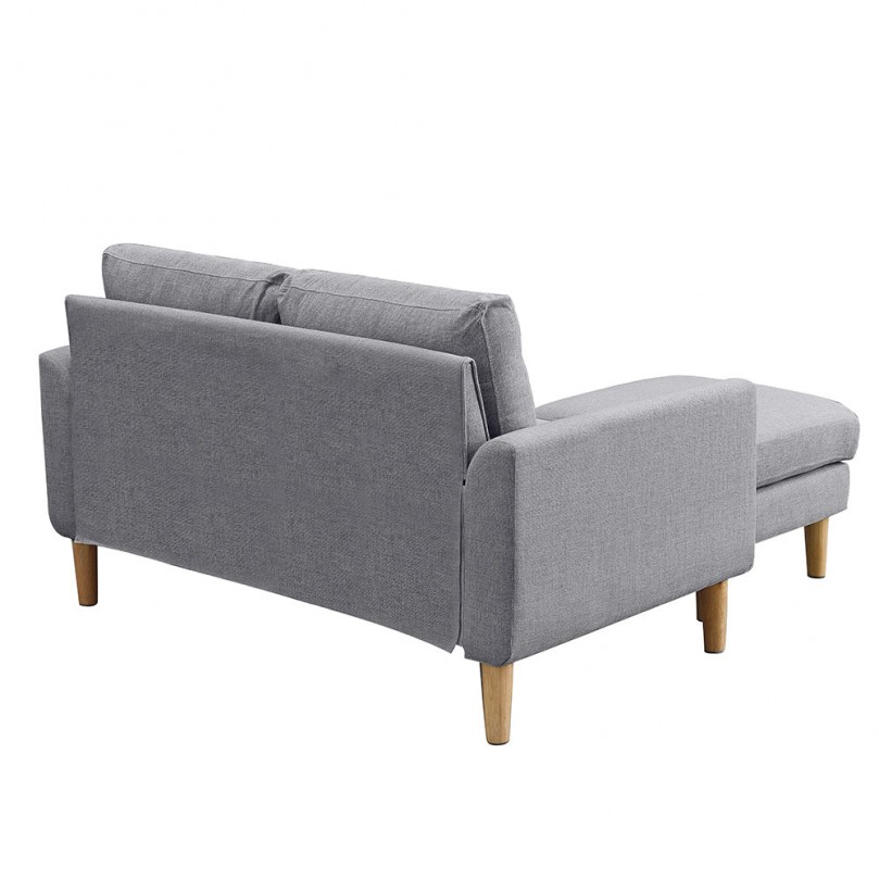 2 Seater Beige Corner Sofa with Footstool