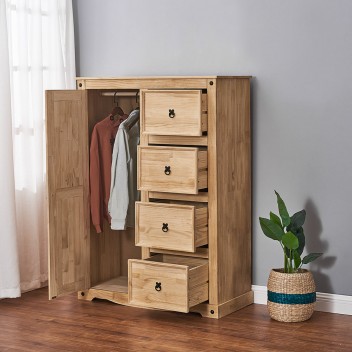 Tallboy Wardrobe with Drawers Oak Cabinet