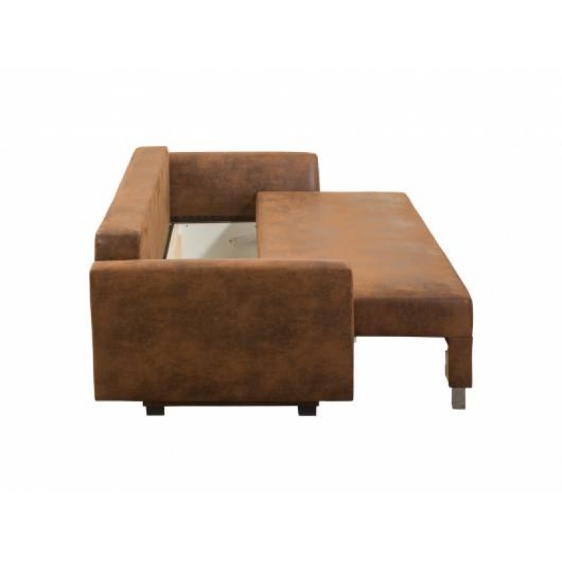 Panana - WALLI sofa bed including pillow cover Gobi brown 2 seat leather