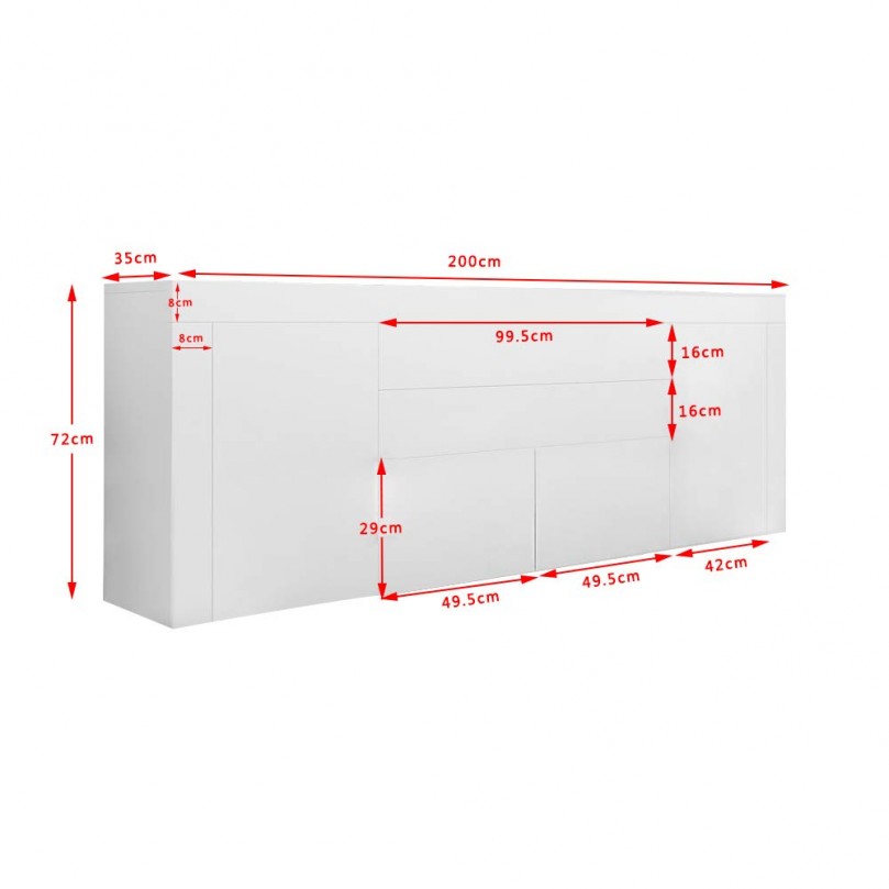 Modern Sideboard High Gloss Fronts Storage Cupboard Cabinet Unit with 2 Doors 2 Drawers Flap Large Chest of Drawers Living Room White Modern Sideboard High Gloss Fronts Storage Cupboard Cabinet Unit with 2 Doors 2 Drawers Flap Large Chest of Drawers Living Room White