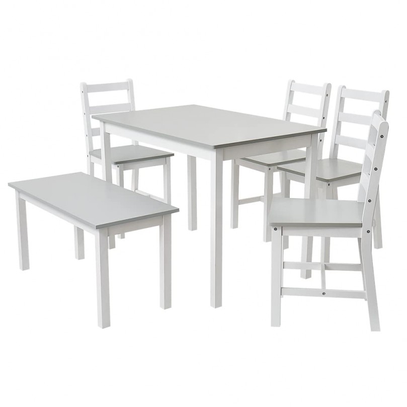 Solid Wood Pine Dining Table Set With 4 Chairs, 1pc Bench Set Kitchen Room Furniture Solid Wood Pine Dining Table Set With 4 Chairs, 1pc Bench Set Kitchen Room Furniture - Custom Alt by Opencart SEO Pack PRO