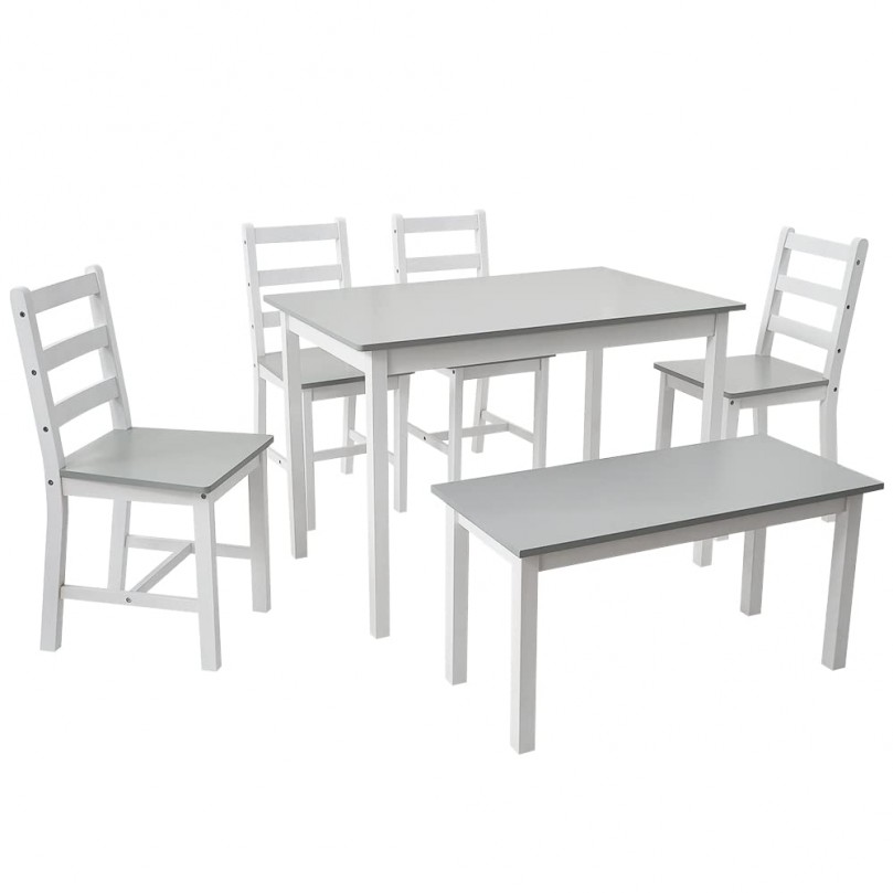 Solid Wood Pine Dining Table Set With 4 Chairs, 1pc Bench Set Kitchen Room Furniture Solid Wood Pine Dining Table Set With 4 Chairs, 1pc Bench Set Kitchen Room Furniture - Custom Alt by Opencart SEO Pack PRO