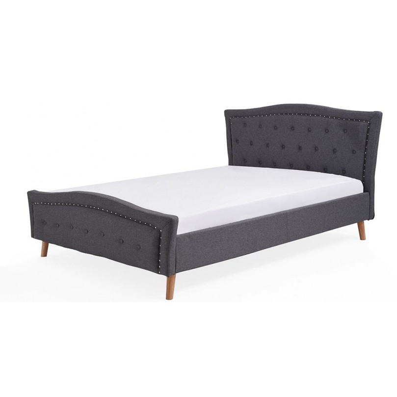 Dark Grey Tufted Upholstered Bed Frame