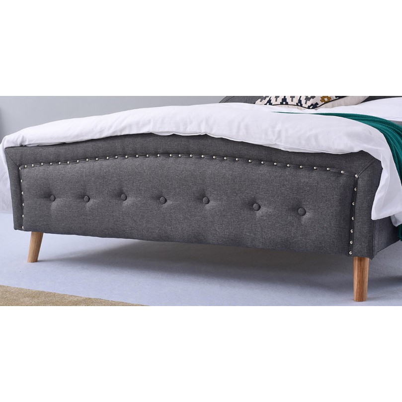 Dark Grey Tufted Upholstered Bed Frame