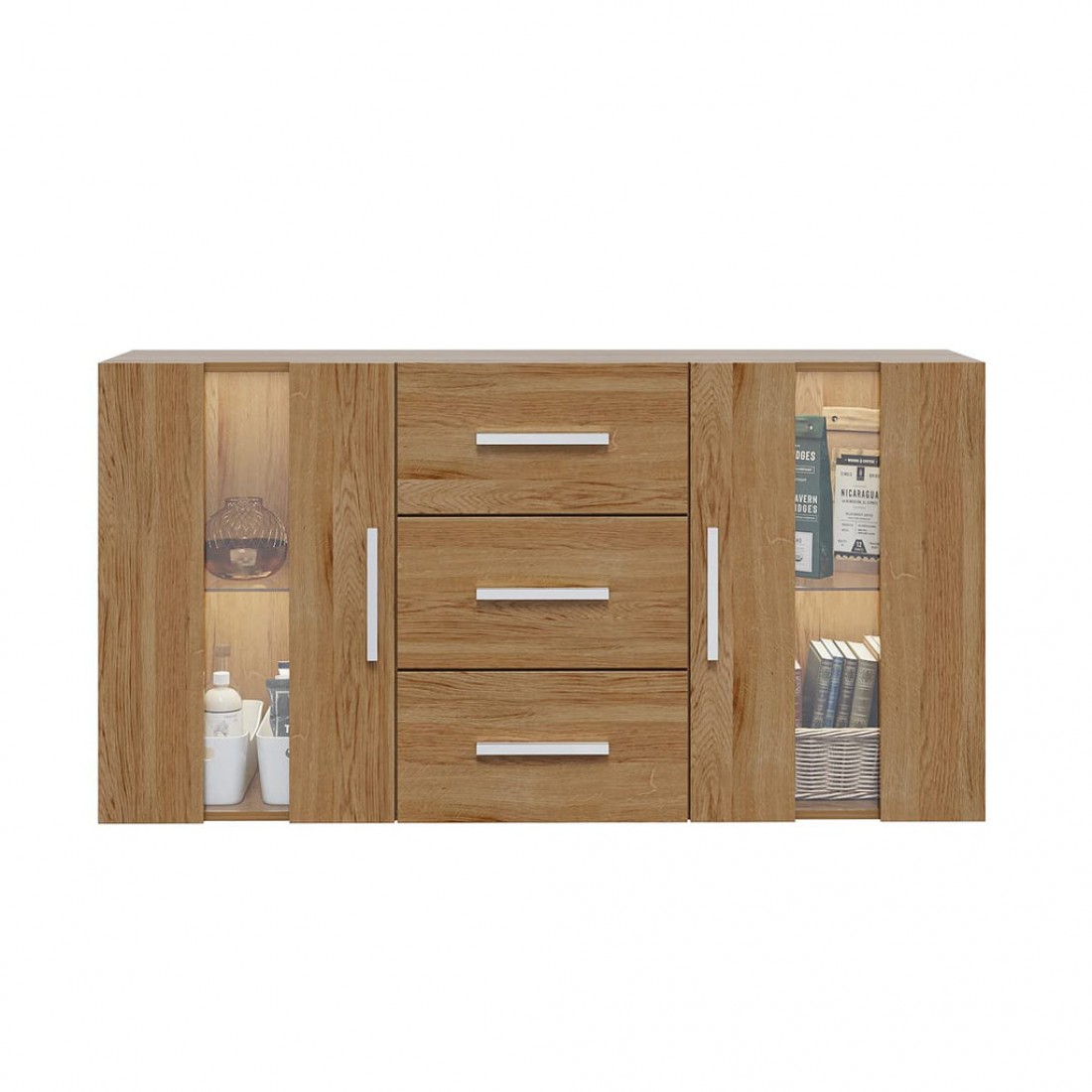 Panana Sideboard Modern Living Room Cupboard Unit Furniture 2 Doors 3 Drawers With White