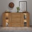 Sideboard Modern Living Room Cupboard Unit Cabinet Furniture 2 Doors 3 Drawers With White LED light LxDxH 53.15x12.6x27.56 inch